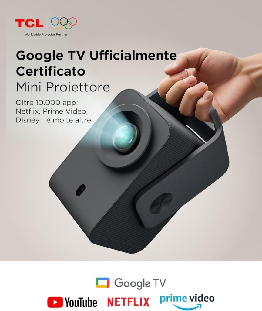 TCL C1 Mini Proiettore Portatile TCL C1 mini proiettore portatile con Google TV e Netflix