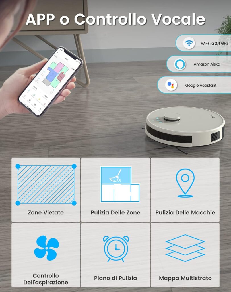 Robot aspirapolvere Lefant M1 colore champagne per pavimenti e tappeti