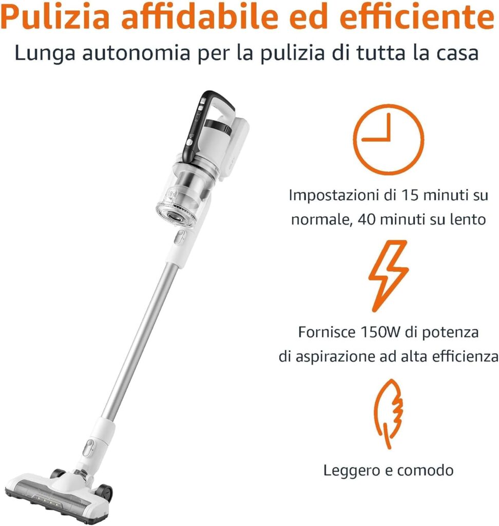 Aspirapolvere senza fili Amazon Basics con filtro HEPA lavabile